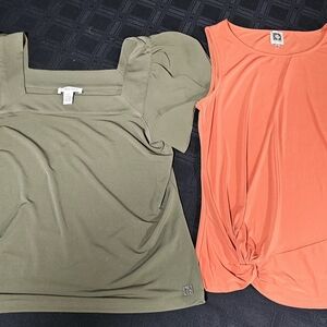 Olive Green and Coral Tops